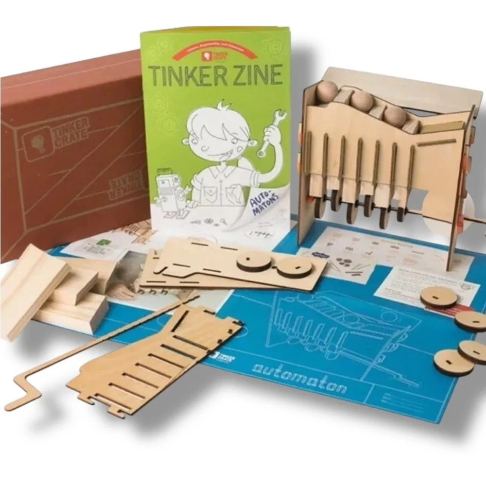 NEW Kiwi Co Tinker Crate Make Your Own Wooden Automation Stem Kit for ages 9+